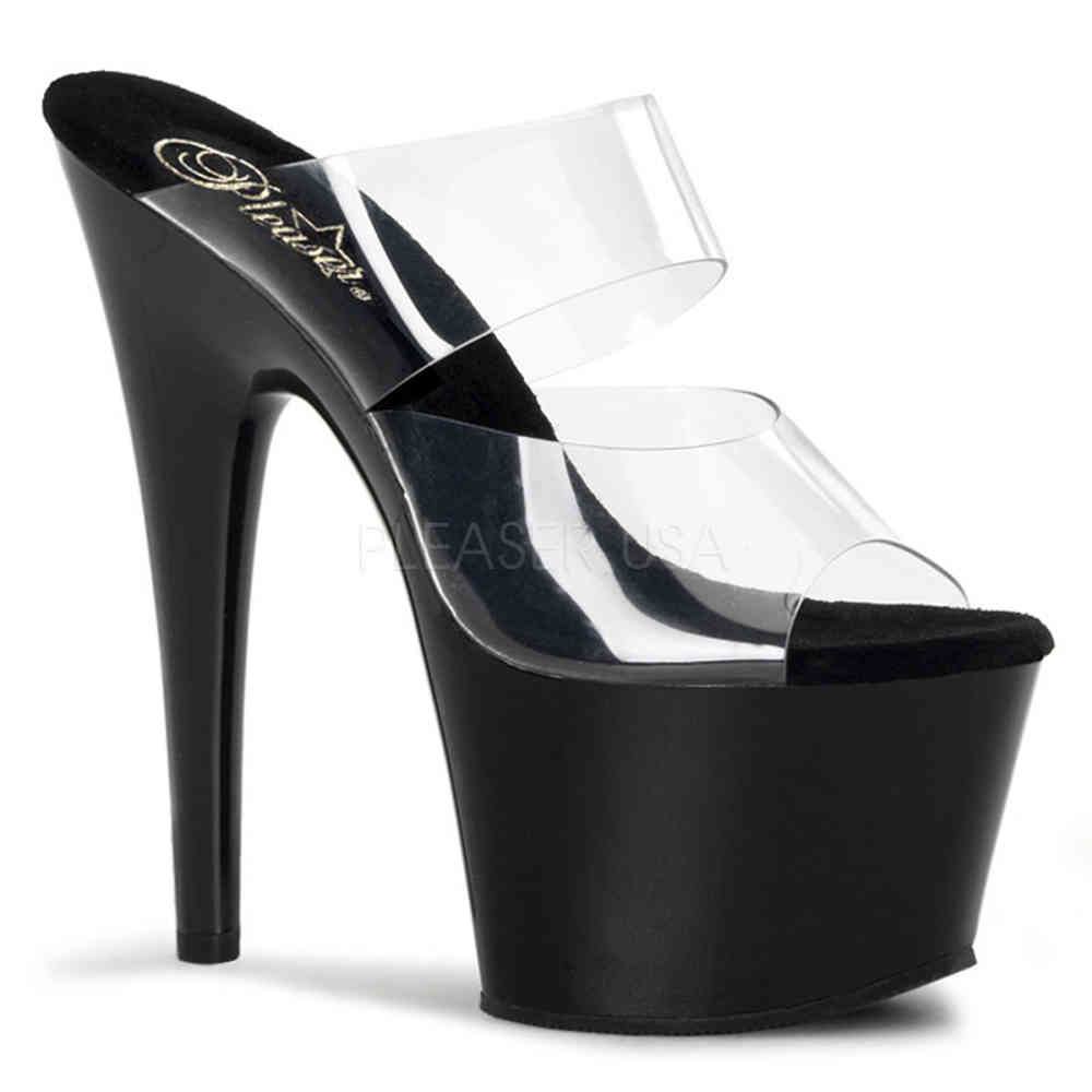 Pleaser - ADORE702 Mules à talons - Chaussures de pole dance - Noir/Transparent Product image